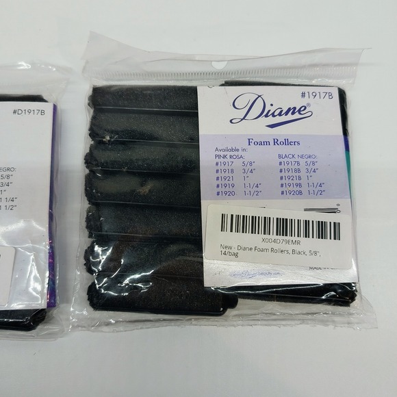 NEW Diane Foam Rollers Black 5/8 inches TWO packs of 14 - Picture 7 of 7